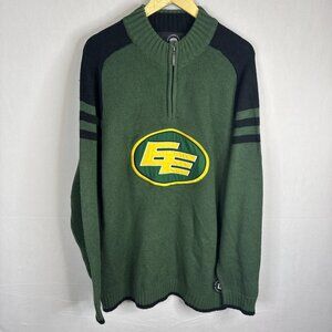 Sogo Sports CFL Edmonton Eskimos Knit Quarter Zip Sweater TG/XL Green Black
